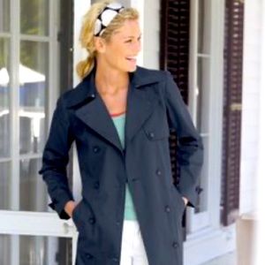 Garnet Hill GrayTrench Coat Women Double Breasted Lightweight Classic Jacket